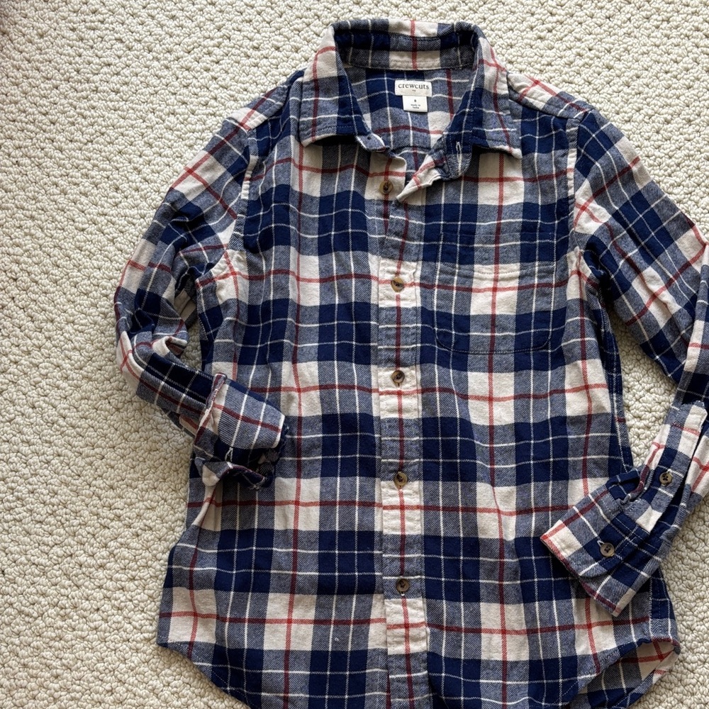 Crewcuts Blue and Red Plaid Shirt flannel, size 8